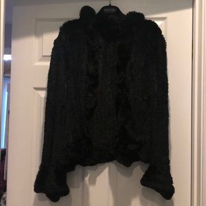 Stunning La Fiorentina black rabbit fur top